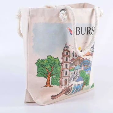 Bursa Themed Digital Printed Kanvas Beach Bag 35x40 cm - 01 - 3