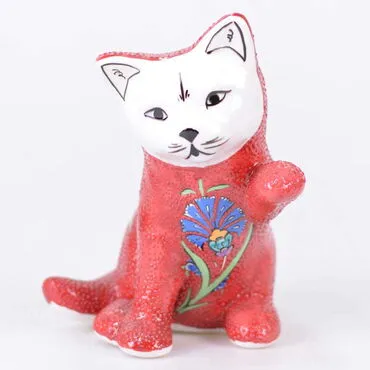 Turkish Ceramics Tezhip Big Size Cat Figurine