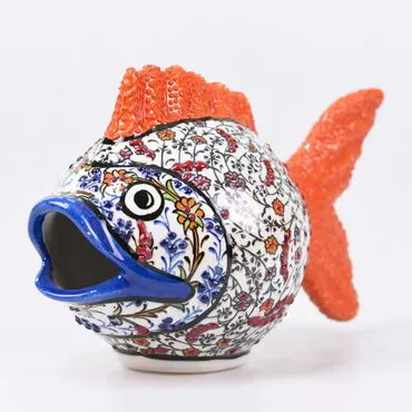 Turkish Ceramics Tezhip Big Size Turtle Fish Figurine