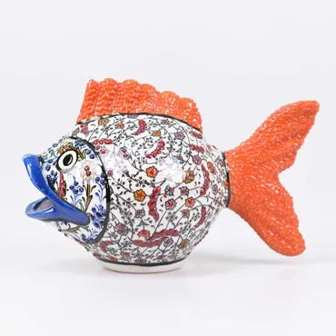Turkish Ceramics Tezhip Big Size Turtle Fish Figurine - Standart - 5
