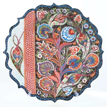 Turkish Ceramics Tezhip 30 cm Decorative Plate - 4