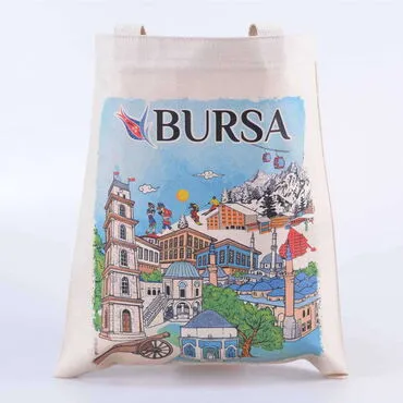 Toptan Bursa Temalı Dijital Baskılı Kanvas Çanta 35x40 cm - 01 - 1