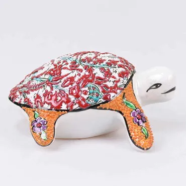 Turkish Ceramics Tezhip Big Size Turtle Figurine - 5