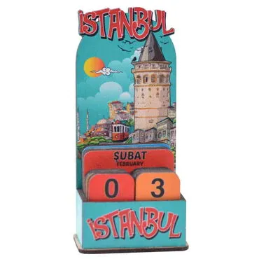 Istanbul Themed Wooden Table Calendar - 6