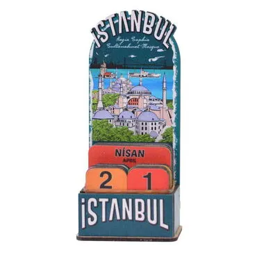 Istanbul Themed Wooden Table Calendar - 7