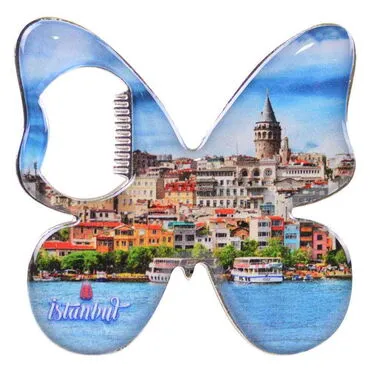 Istanbul Themed Butterfly Shaped Metal Magnetic Bottle Opener 70x70 mm - 6