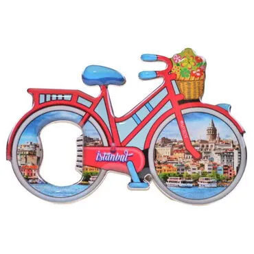 Istanbul Themed Bicycle Shaped Metal Magnetic Bottle Opener 100x65 mm - 4