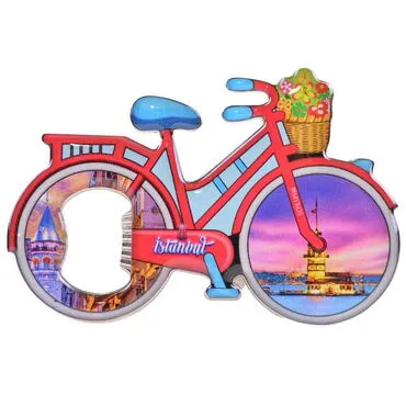 Istanbul Themed Bicycle Shaped Metal Magnetic Bottle Opener 100x65 mm - 6