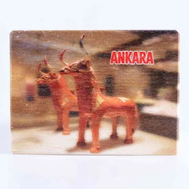 Ankara Themed Wooden Uv Printed  Souvenir Fridge Magnet 93x68 mm