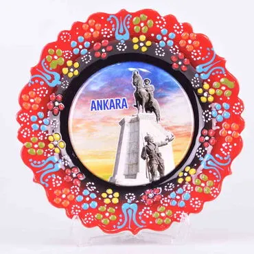 Ankara Themed Turkish Ceramic Plate With Epoxy 18 Cm