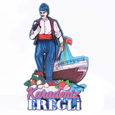 Eregli Themed Wooden Customised 2D Souvenir Fridge Magnet - Standart