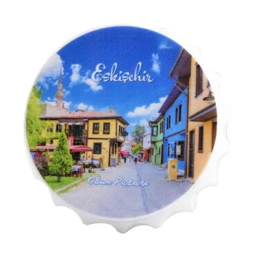 Eskisehir Themed Customised Uv Printed Bottle Cap Shaped Plastic Base  Bottle Opener  63x15 mm - 5