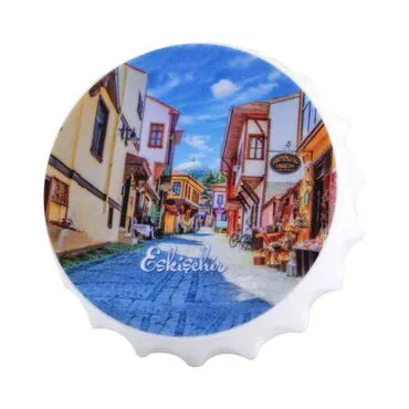 Eskisehir Themed Customised Uv Printed Bottle Cap Shaped Plastic Base  Bottle Opener  63x15 mm - 10