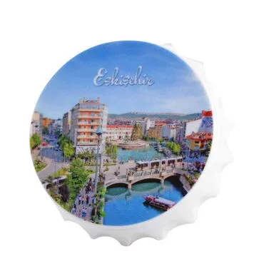Eskisehir Themed Customised Uv Printed Bottle Cap Shaped Plastic Base  Bottle Opener  63x15 mm - 12