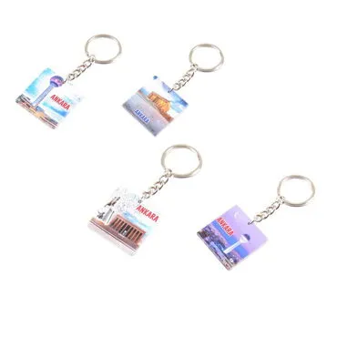 Ankara Themed Customised Uv Printed Plastic Base Round Keyring 40x108 mm - 2