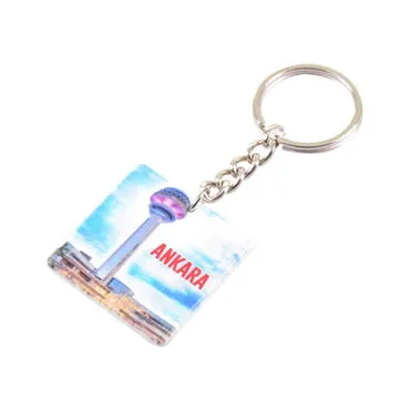 Ankara Themed Customised Uv Printed Plastic Base Round Keyring 40x108 mm - 4