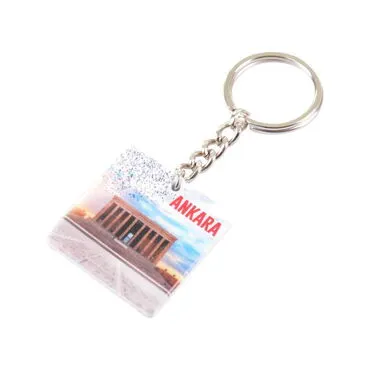 Ankara Themed Customised Uv Printed Plastic Base Round Keyring 40x108 mm - 10