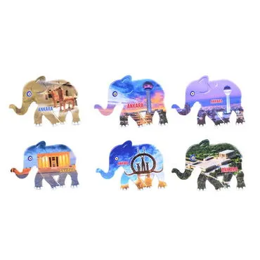 Ankara Themed Customised UV Printed Plastic Base Elephant Shaped  Fridge Magnet 86x62 mm - 2