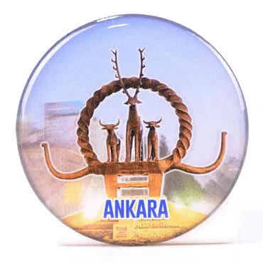 Ankara Themed Epoxy Dome Round Souvenir Fridge Magnet 67 mm - 2