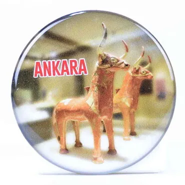 Ankara Themed Epoxy Dome Round Souvenir Fridge Magnet 67 mm - 3