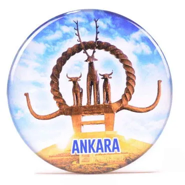 Ankara Themed Epoxy Dome Round Souvenir Fridge Magnet 67 mm - 4