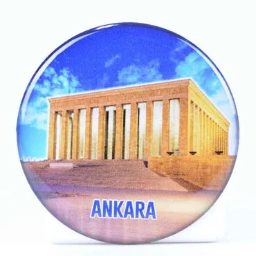 Ankara Themed Epoxy Dome Round Souvenir Fridge Magnet 67 mm - 5
