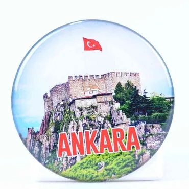 Ankara Themed Epoxy Dome Round Souvenir Fridge Magnet 67 mm - 6