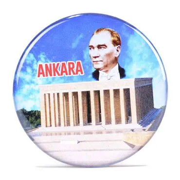 Ankara Themed Epoxy Dome Round Souvenir Fridge Magnet 67 mm - 7