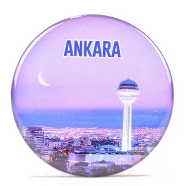 Ankara Themed Epoxy Dome Round Souvenir Fridge Magnet 67 mm - 8