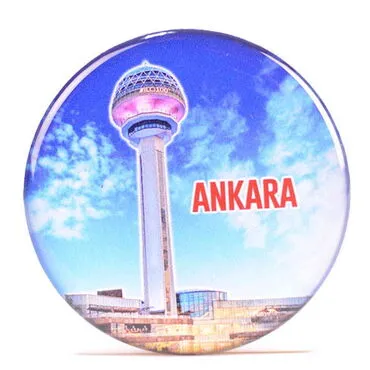 Ankara Themed Epoxy Dome Round Souvenir Fridge Magnet 67 mm - 9