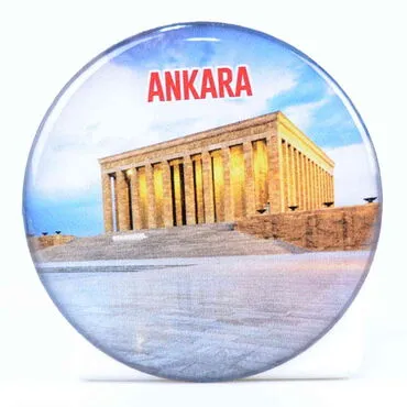 Ankara Themed Epoxy Dome Round Souvenir Fridge Magnet 67 mm - 10