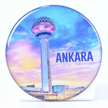 Ankara Themed Epoxy Dome Round Souvenir Fridge Magnet 67 mm - 11
