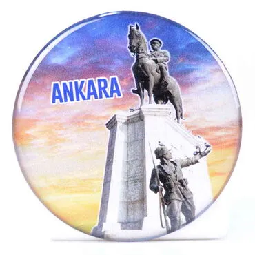 Ankara Themed Epoxy Dome Round Souvenir Fridge Magnet 67 mm - 12