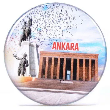 Ankara Themed Epoxy Dome Round Souvenir Fridge Magnet 67 mm - 13