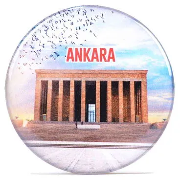 Ankara Themed Epoxy Dome Round Souvenir Fridge Magnet 67 mm - 14