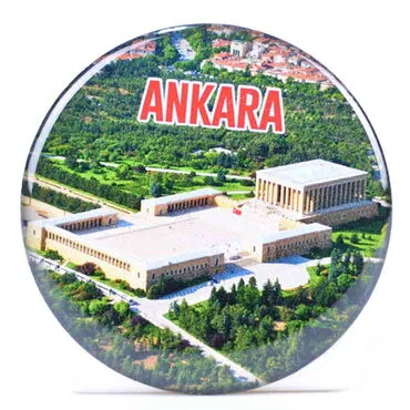 Ankara Themed Epoxy Dome Round Souvenir Fridge Magnet 67 mm - 15