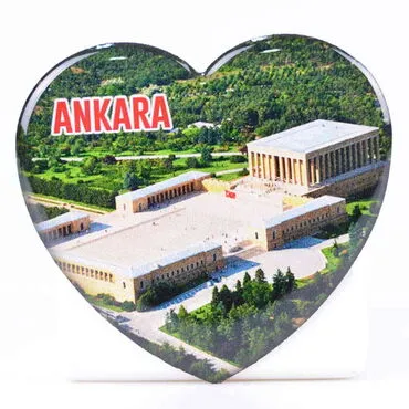 Ankara Themed Epoxy Dome Heart Souvenir Fridge Magnet 65x60 mm - 2