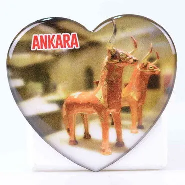 Ankara Themed Epoxy Dome Heart Souvenir Fridge Magnet 65x60 mm - 3