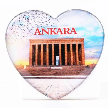 Ankara Themed Epoxy Dome Heart Souvenir Fridge Magnet 65x60 mm - 4