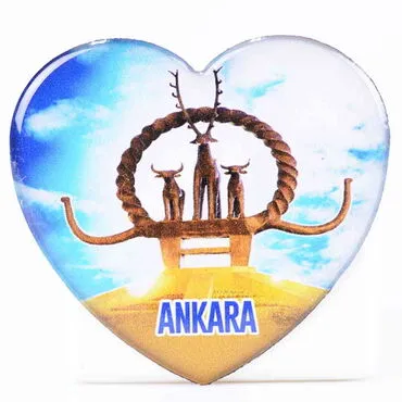 Ankara Themed Epoxy Dome Heart Souvenir Fridge Magnet 65x60 mm - 5