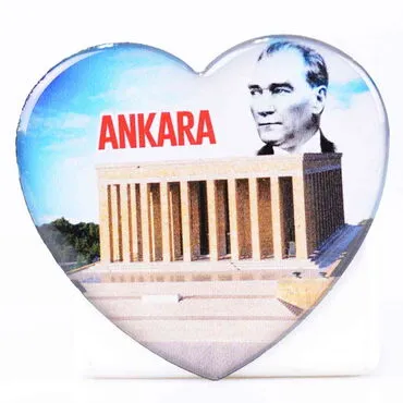 Ankara Themed Epoxy Dome Heart Souvenir Fridge Magnet 65x60 mm - 6