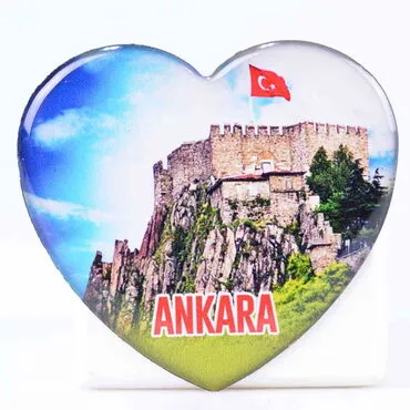 Ankara Themed Epoxy Dome Heart Souvenir Fridge Magnet 65x60 mm - 7