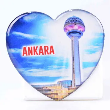 Ankara Themed Epoxy Dome Heart Souvenir Fridge Magnet 65x60 mm - 8