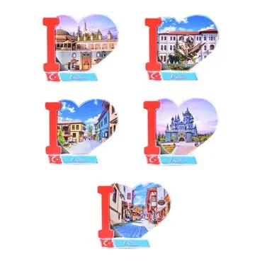 Eskisehir Themed Customised UV Printed Plastic Base Heart Shaped Fridge Magnet 86x62 mm - 2