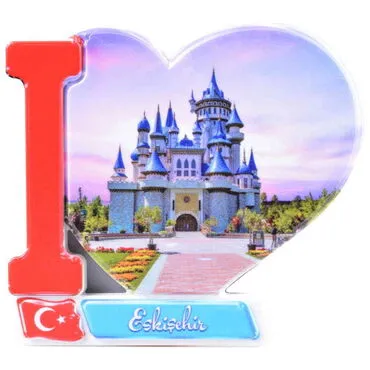 Eskisehir Themed Customised UV Printed Plastic Base Heart Shaped Fridge Magnet 86x62 mm - 7