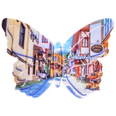 Eskisehir Themed Customised UV Printed Plastic Base Butterfly Shaped Fridge Magnet 80x58 mm - 5