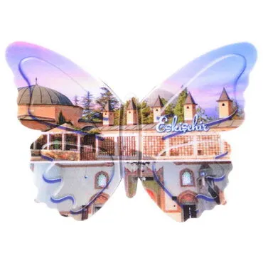 Eskisehir Themed Customised UV Printed Plastic Base Butterfly Shaped Fridge Magnet 80x58 mm - 6