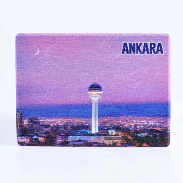 Ankara Themed Wooden Uv Printed  Souvenir Fridge Magnet 93x68 mm - 3