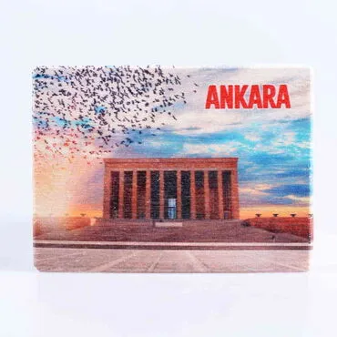 Ankara Themed Wooden Uv Printed  Souvenir Fridge Magnet 93x68 mm - 5