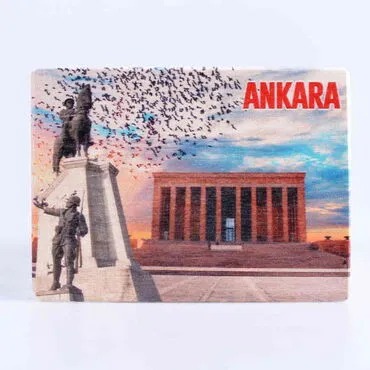 Ankara Themed Wooden Uv Printed  Souvenir Fridge Magnet 93x68 mm - 6